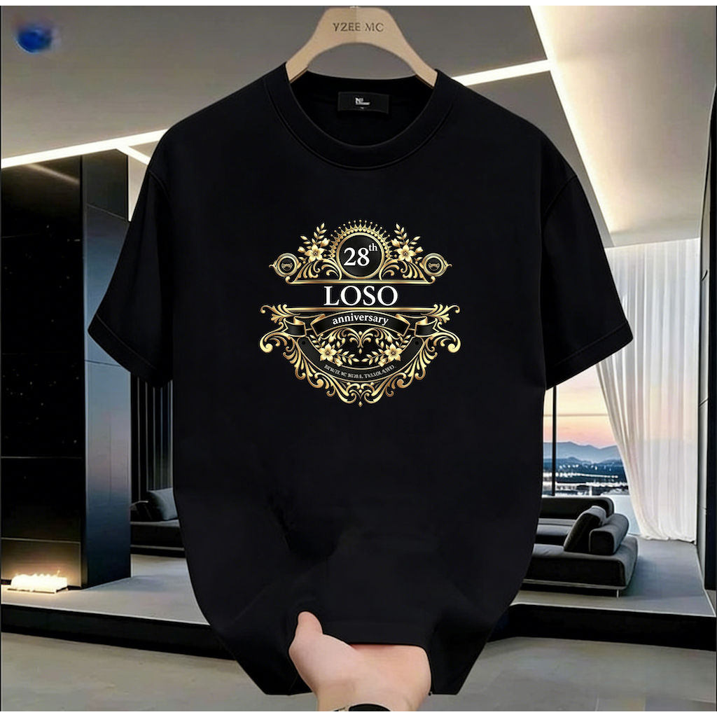 ประเทศไทย LOSO Band 28th Anniversary เสื้อยืดแขนสั้นผู้ชายผู้หญิงสไตล์เดียวกันหลวมสบายๆฤดูร้อน Street สวมใส่ครึ่งแขน
