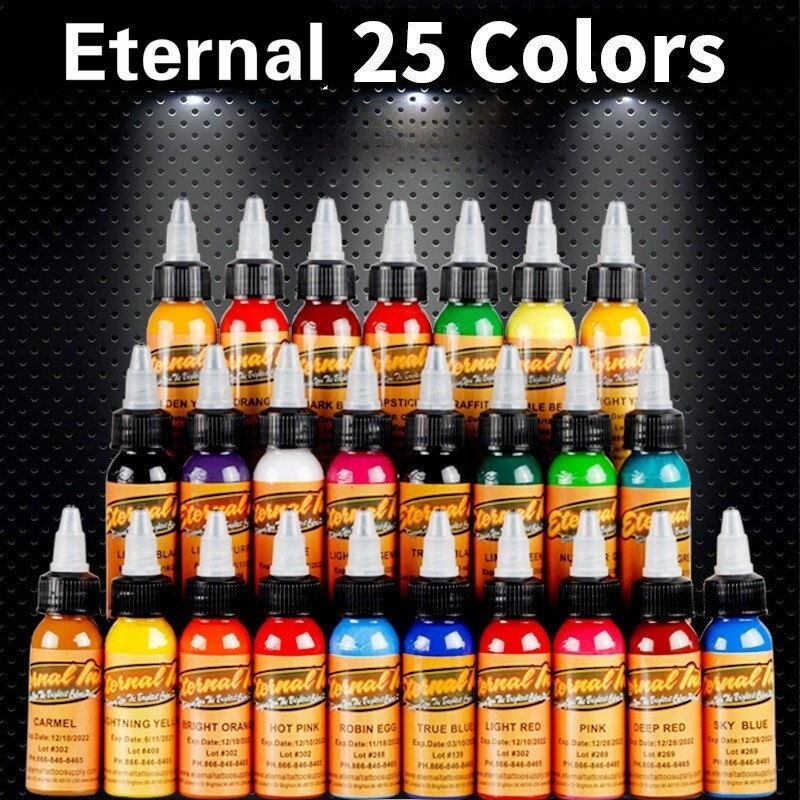 【Preferred】 1oz 30ml 25 Colors Body Painting Tattoo Ink เม็ดสีแต่งหน้าถาวรเขียนคิ้วอายไลเนอร์สักสีร่างกายนิรันดร์สักหมึกสัก