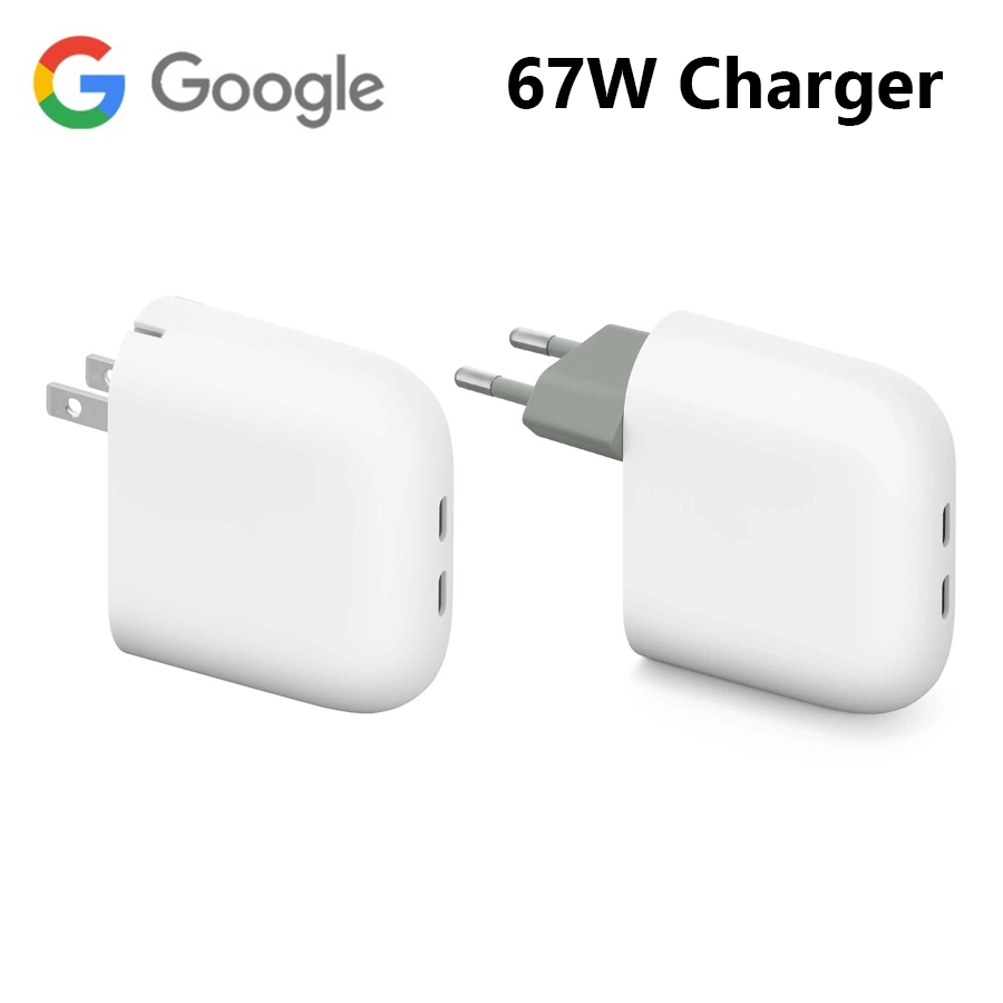 2026 ล่าสุด 67W USB-C Power Adapter EU Plug Dual Port Type-C Power Charger สําหรับ Google โทรศัพท์มื