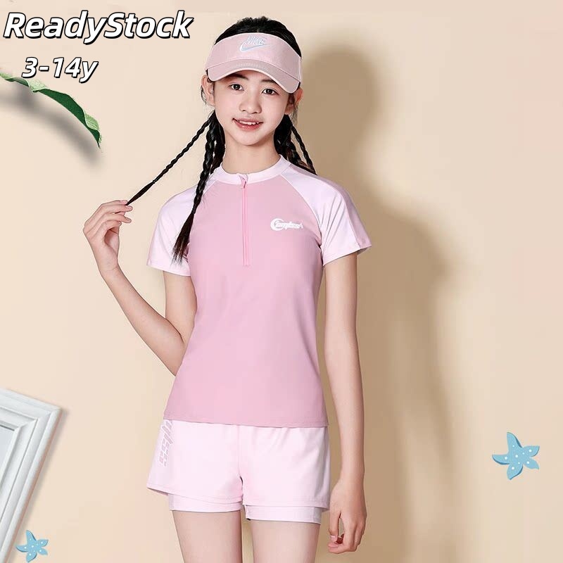 ชุดว่ายน้ำเด็กผู้หญิง กันแดด ฤดูร้อน พร้อมส่ง (ReadyStock) 3-14 ปี เด็กผู้หญิง สไตล์แฟชั่น ใส่เที่ยวทะเล