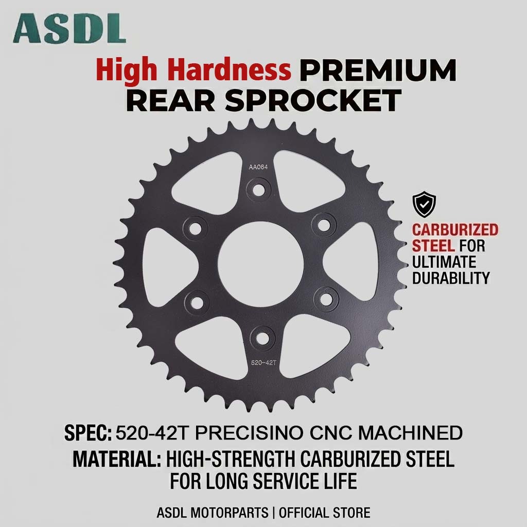 ASDL 520 42T Carburized Steel Motorcycle เฟืองหลังเงียบสําหรับ KTM 200DUKE RC200