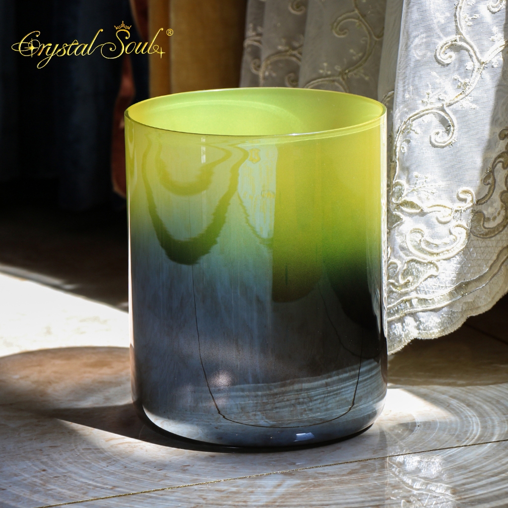 Crystal Soul High-end Green Gradient Alchemy คริสตัลชามร้องเพลง 432Hz ความถี่คอสมิกสําหรับ Mind-Body