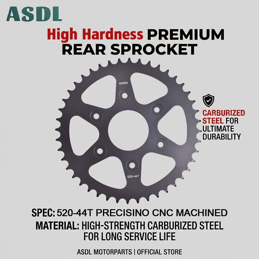 ASDL 520 44T Carburized Steel Motorcycle เฟืองหลังเงียบสําหรับ KTM RC390
