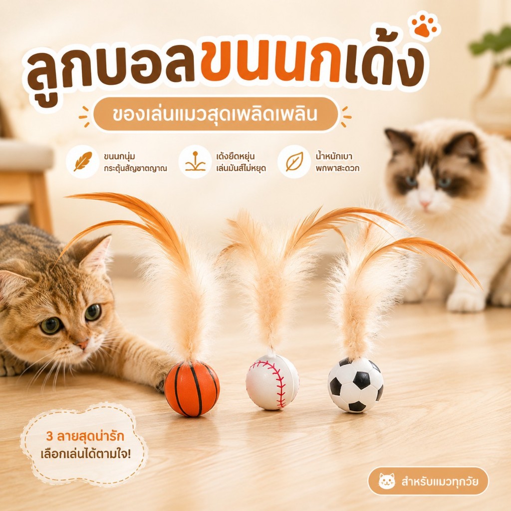 ของเล่นแมวลูกบอลยืดหยุ่นขนไก่พร้อมลูกบอลยางแบดมินตัน Interactive แมวตลก Self-Hi บรรเทา Stuffy สัตว์เลี้ยงของเล่น Ball