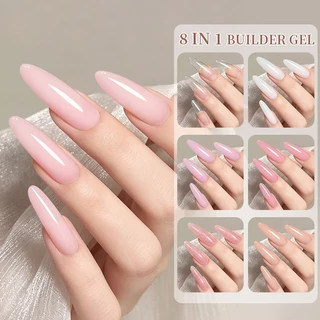 BORN PRETTY 8 IN 1 Nail Builder UV เจลต่อเล็บ Milky White Nude Smooth Hard Gel Soak Off LED UV Self Leveling เจลเคลือบเงาเล็บ 15ml