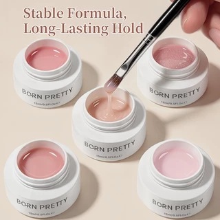 BORN PRETTY 8 IN 1 Nail Builder UV เจลต่อเล็บ Milky White Nude Smooth Hard Gel Soak Off LED UV Self Leveling เจลเคลือบเงาเล็บ 15ml