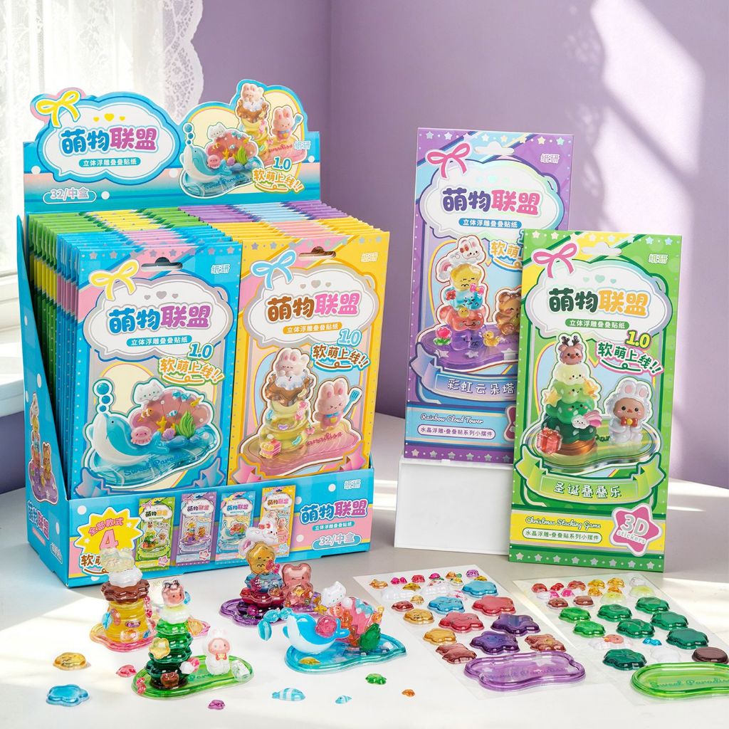 สินค้าใหม่ 3D สามมิตินูน Jenga น่ารัก Things League 1.0 ชุดสติกเกอร์นักเรียนชั้นประถมศึกษา ins น่ารักประสิทธิภาพสูง