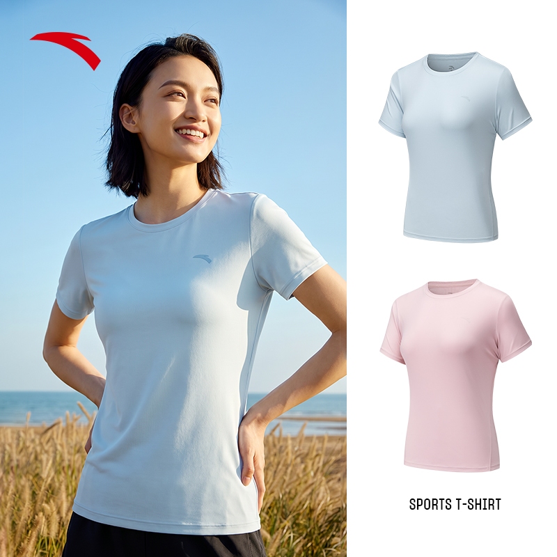 ANTA ผู้หญิงการฝึกอบรมเสื้อยืดหลวม-Fit ฟิตเนสกีฬา Breathable กีฬา Tee 9625C7103A
