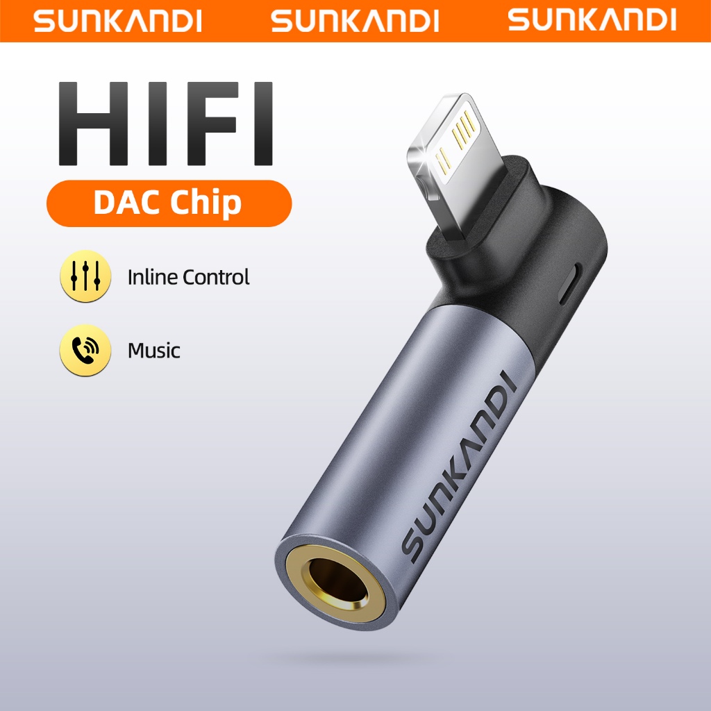 SUNKANDI IP/Type C ถึง 3.5 มม.อะแดปเตอร์เสียง 90 องศามุมขวาชายหญิงสําหรับโทรศัพท์แท็บเล็ตคอมพิวเตอร์