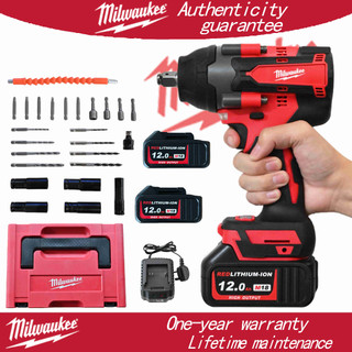 Milwaukee Impact Wrench With Brushless Motor 800 Nm Torque Includes Two Batteries Cordless Wrench Set