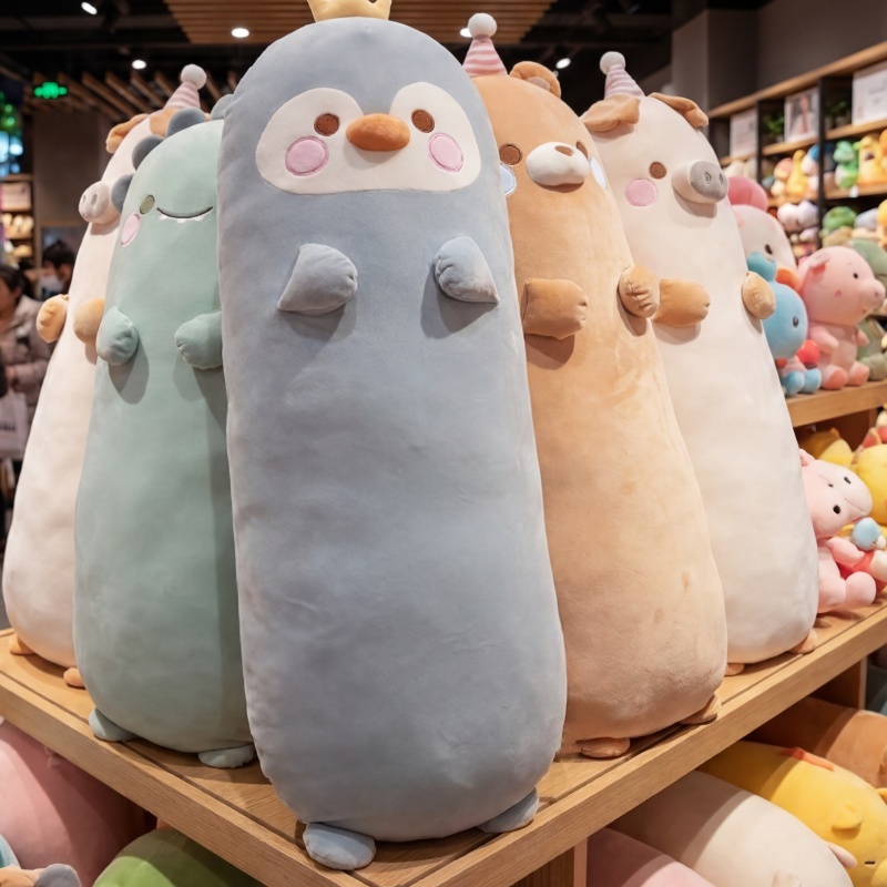 สัตว์น่ารักหมอนยาวสําหรับเด็กผู้หญิงนอนหมอนหอพักไดโนเสาร์, เพนกวิน, หมี, หมูด้านข้างนอนขาหมอนของเล่นตุ๊กตาเบาะพนักพิง
