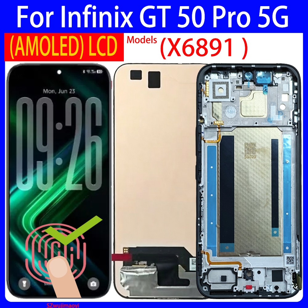 Original AMOLED สําหรับ Infinix GT 50 Pro X6891 กรอบจอแสดงผล LCD สําหรับ Infinix GT50 Pro 5G จอแสดงผล LCD หน้าจอสัมผัส Digitizer Assembly