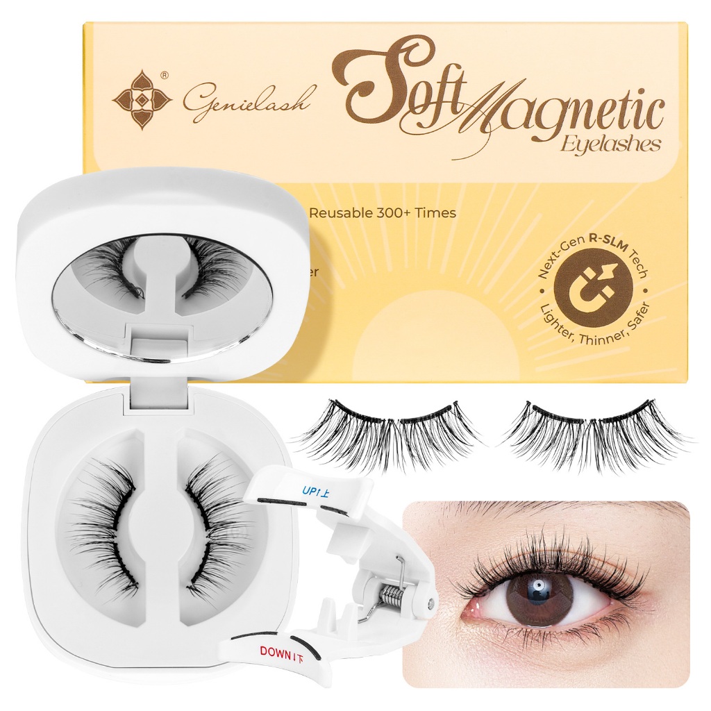 [ไม่มีกาวต้องการ]ขนตาแม่เหล็กอ่อน GENIELASH พร้อม Applicator All-in-one Kit ขนตาปลอมแม่เหล็ก
