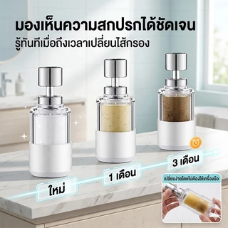 หัวต่อก๊อกน้ําพร้อมไส้กรอง ปรับได้ 2 โหมดการไหล ป้องกันน้ํากระเซ็น หมุนได้ 360 องศา กรองละเอียด 0.1 ไมครอน
