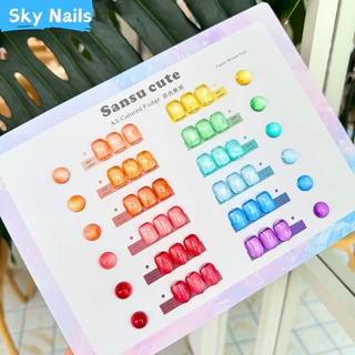 ชุดยาทาเล็บเจล SANSU CUTE 12 สี สีมาการอง สีฟลูออเรสเซนต์ สีเจลไซรัป สีออลซีซั่น สีทั่วไป (บัตรสีฟรี) จัดส่งทันที
