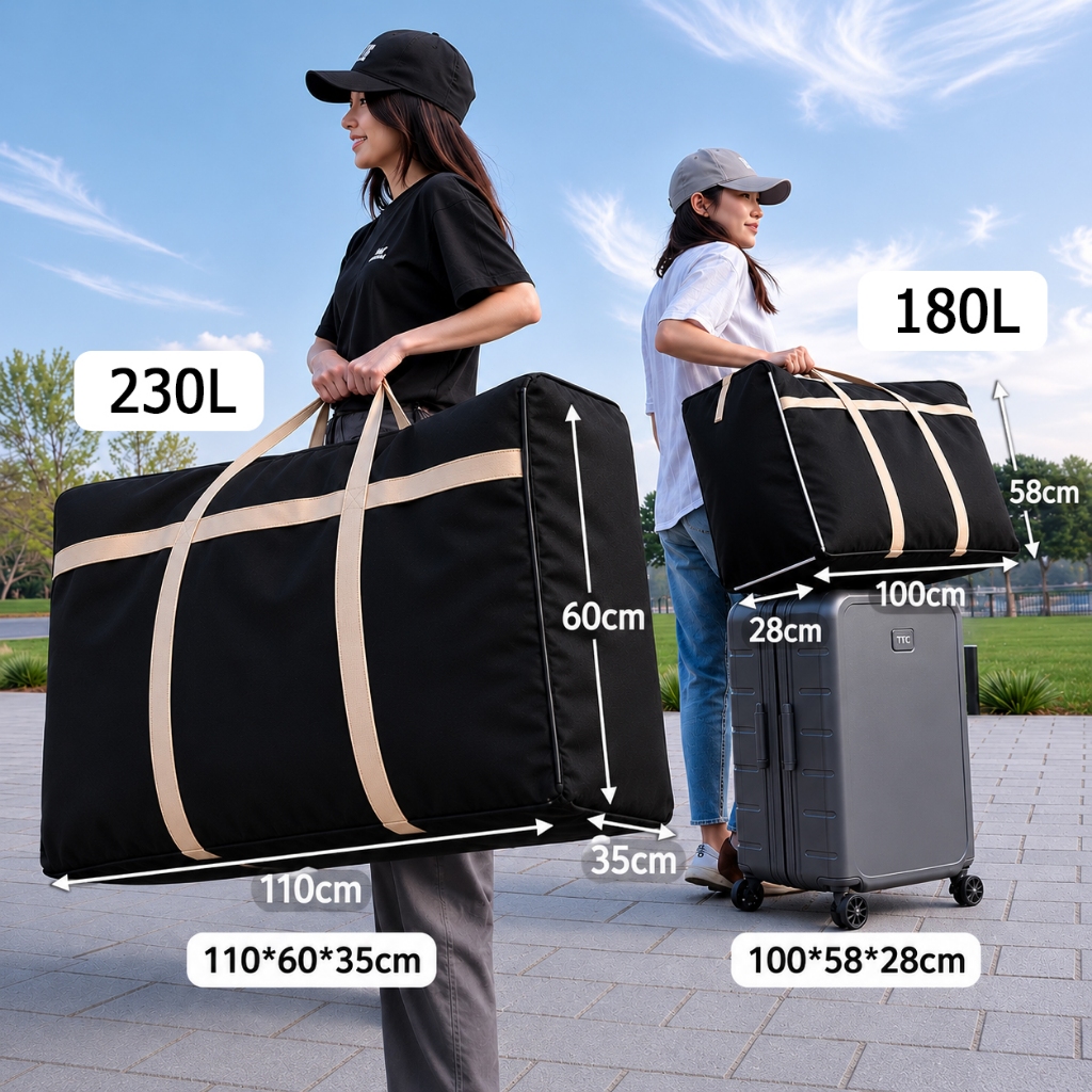 230L กระเป๋าย้ายบ้าน ขนาดใหญ่ กระเป๋าเดินทาง ข้นขึ้น กันน้ํา พับได้  ความจุขนาดใหญ่พิเศษ จัดเก็บ