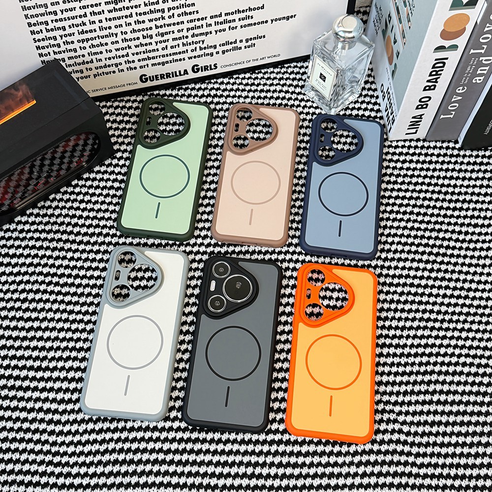 Hit สี Smooth Skin เคสโทรศัพท์แม่เหล็กสําหรับ Huawei Pura 70 80 90 Mate 60 70 80 Pro Max ไมโครไฟเบอร