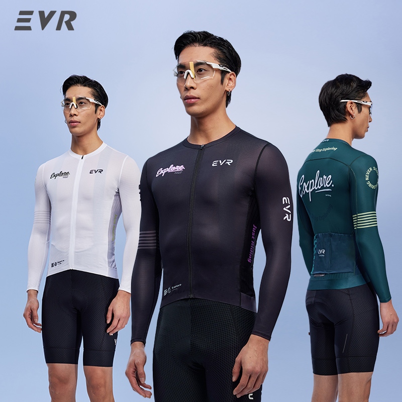 EVR เสื้อแขนยาวปั่นจักรยานผู้ชายหน้าร้อน ดีไซน์ลายพิมพ์ ระบายอากาศแห้งเร็ว ซับเหงื่อ สำหรับเสือภูเขาและทางเรียบ