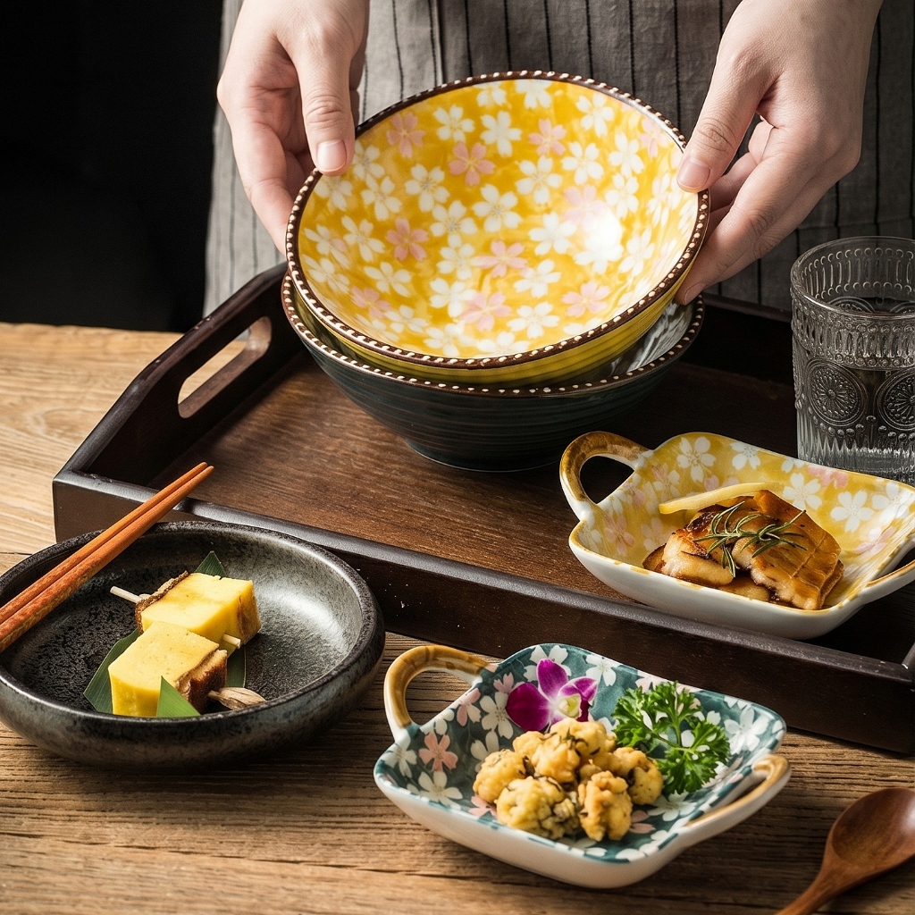 HongDian ชามเซรามิก ceramic porcelain bowl ลายดอกซากุระ สไตล์ญี่ปุ่น ชามลึกปากกว้าง จุอาหารได้มาก เหมาะสำหรับราเมง บะหมี่ ซุป ข้าวต้ม สลัด ของหวาน ใช้ได้ทั้งบ้าน ร้านอาหาร โรงแรม งานเลี้ยง ปาร์ตี้ วัสดุคุณภาพสูง เคลือบใต้วัสดุ สีไม่หลุดลอก ใช้กับไมโครเวฟ