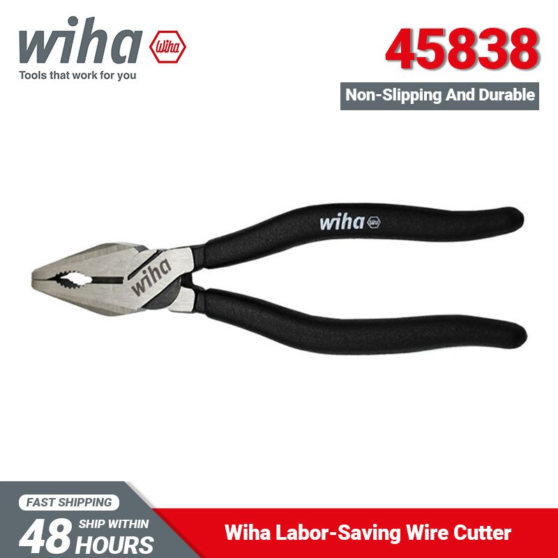Wiha 45838 คีมรวมมืออาชีพ เครื่องมือมือสําหรับงานหนักสําหรับช่างไฟฟ้า ซ่อมก่อสร้างและ DIY
