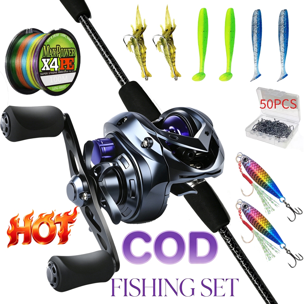 เบ็ดตกปลาครบชุ คันเบ็ดตกปลา 1.65/1.8M Carbon Fiber Rod 7.2:1และอุปกรณ์ตกปลา สําหรับครบชุด ลากสูงสุด 10 กก