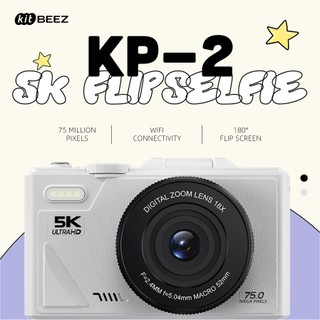 KiTBEEZ KP-2 75MP 5K Digital Camera 180° Flip Selfie Screen, 18X Zoom, Built-in Flash – Ideal for Beginner Vloggers & Travelers