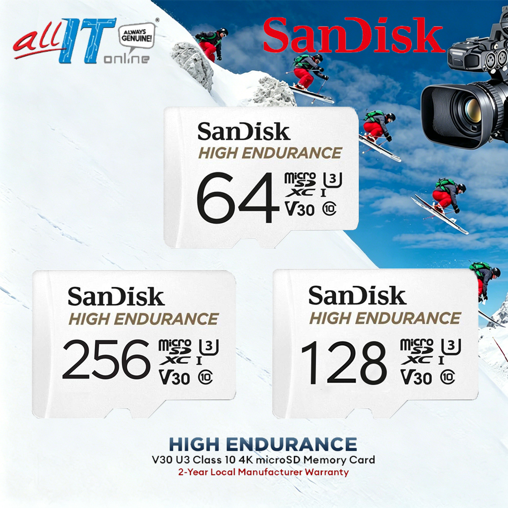SANDISK Micro SDcard แท้ High Endurance 32GB / 64GB / 128GB / 256gb 512GB(100MB)  Class10  microSD Card (SDSQQNR)เมมโมรี่ กล้องติ