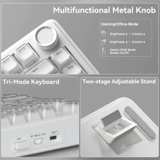 SOLAKAKA A75 คีย์บอร์ดเกมมิ่ง Mechanical Keyboard Tri-Mode RGB ขนาด 75% คีย์บอร์ดไร้สาย มี Knob