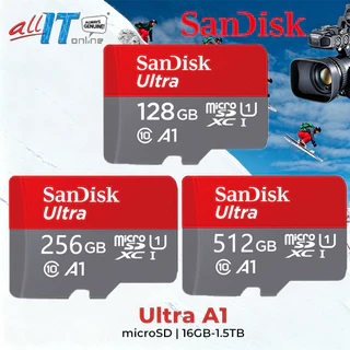 Sandisk Ultra Micro SD Card 128/256/512GB SDXC Class10 A1 Speed 140mb/s,150mb/s (SDSQUAB) mobile tab A1 UHS-I U1 memory card โทรศัพท์ แท็บเล็ต APACER