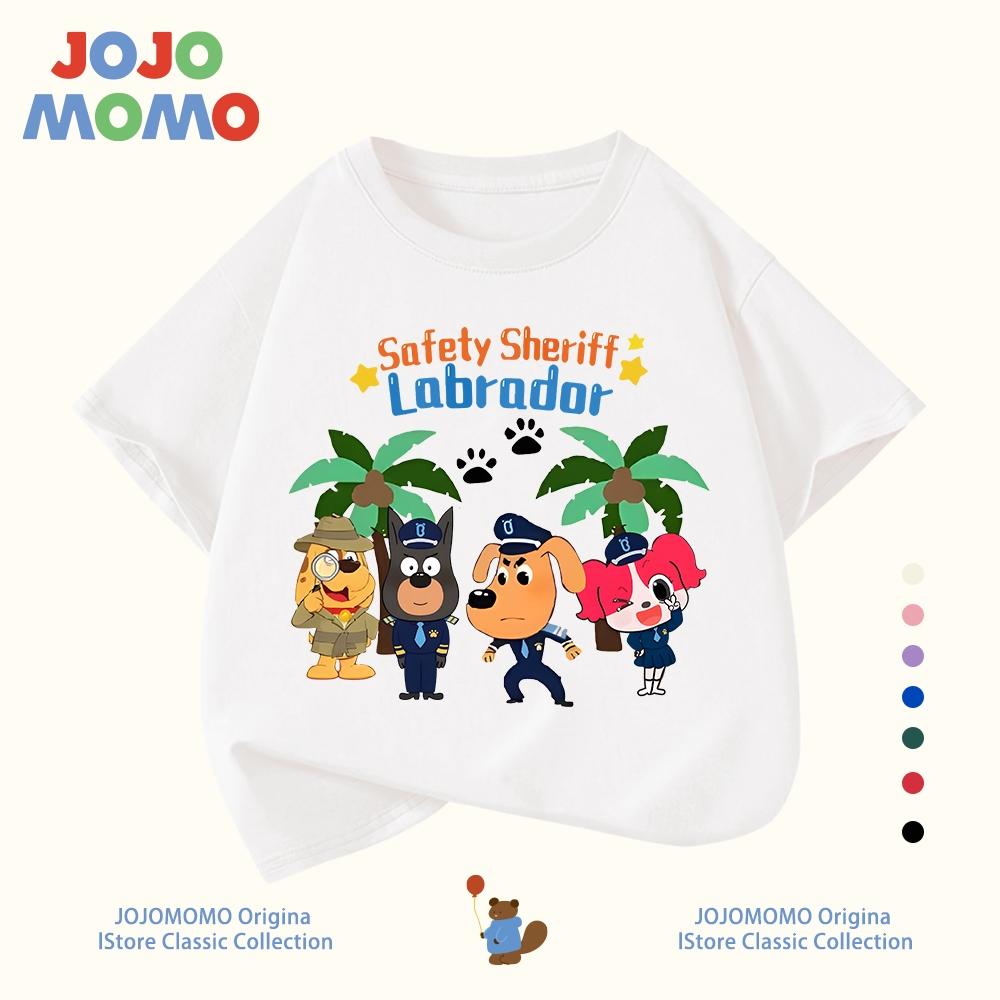 【ส่งในวันเดียวกัน】เสื้อยืดเด็กชาย แขนสั้น ลายเชริฟฟ์ ลาบราดอร์ (Sheriff Labrador) ผ้าฝ้าย 100% ใส่สบาย ระบายอากาศดี สำหรับเด็ก 2-12 ปี
