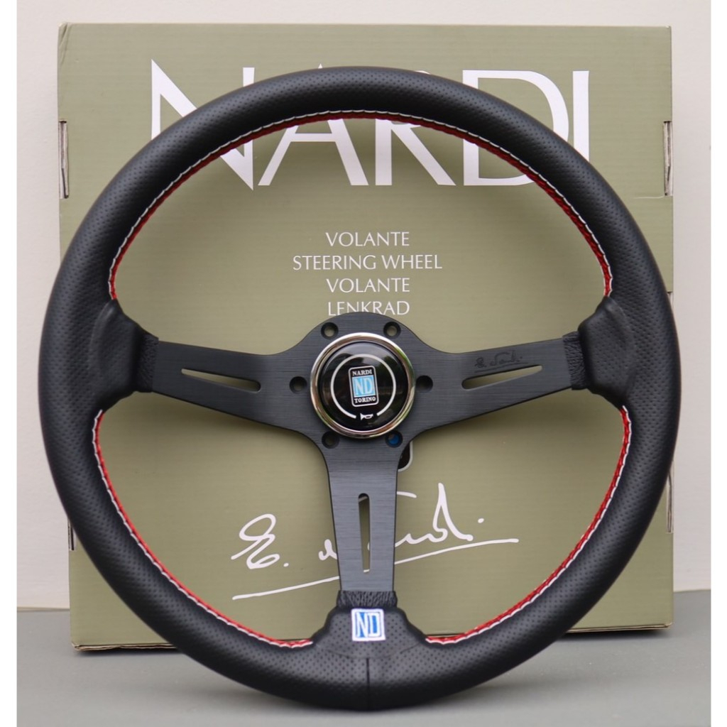พวงมาลัย NARDI 13.5นิ้ว สีเงิน ยก2.5 นิ้ว หนังรู เย็บด้าย นาดี้ จับกระชับนิ่มมือ พร้อมชุดน็อตแป้นแตรสายไฟ
