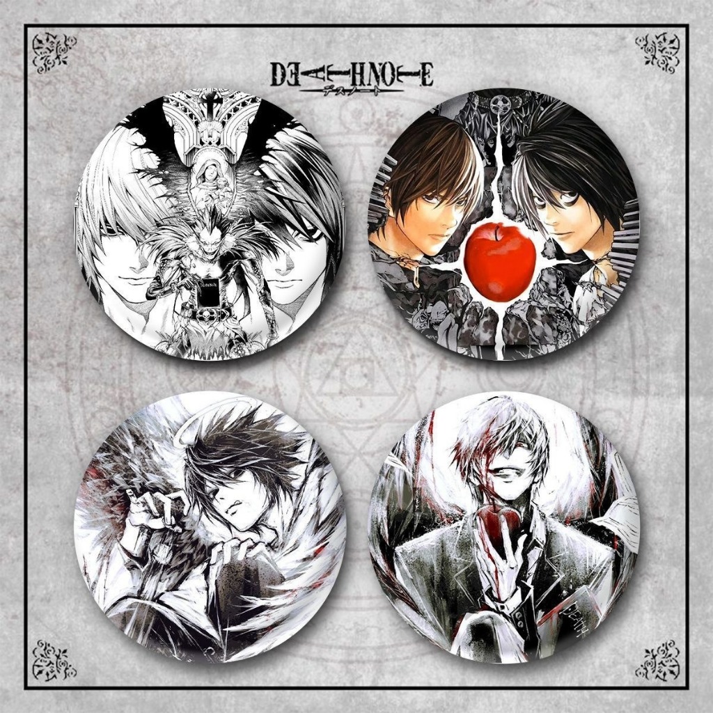 อะนิเมะ Death Note Yagami Light L Killer Ryuuku Rem Misa Amane Badge ปุ่มเข็มกลัด Pins คอสเพลย์คอลเลกชันของเล่นกระเป๋าตกแต่งของขวัญ