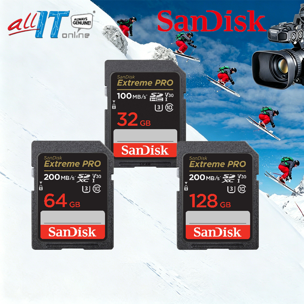 SanDisk Extreme PRO® ความจุ 64GB (SDSDXXU-064G-GN4IN) Read 200MB/s* (200MB/s) UHS-I U3 C10 V30 4K( SDSDXXD ) เมมโมรี่การ์ด กล้อง DSLR