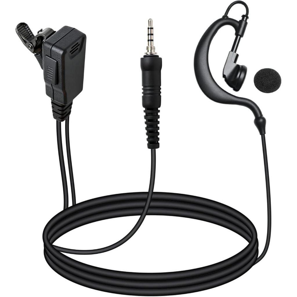 พร้อม Motorola EVX-S24, Yaesu VX-6R, FT-270R G-Shape Ear Hook Earpiece พร้อม in-Line PTT Mic - รองรั