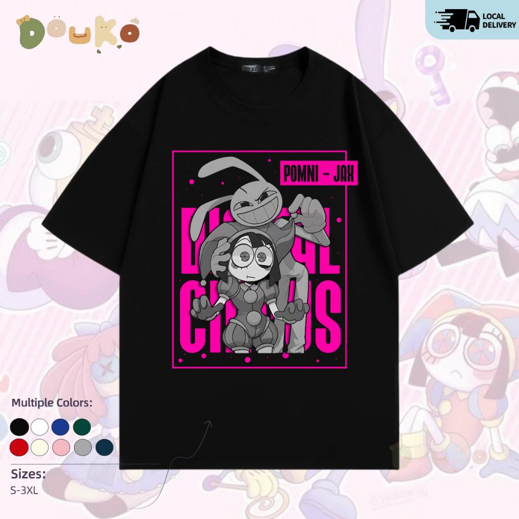 COD เสื้อยืดลายการ์ตูน Digital Circus (Pomni & Jax) สำหรับวัยรุ่นและผู้ใหญ่ ผ้าฝ้ายแท้ 100% แขนสั้น 