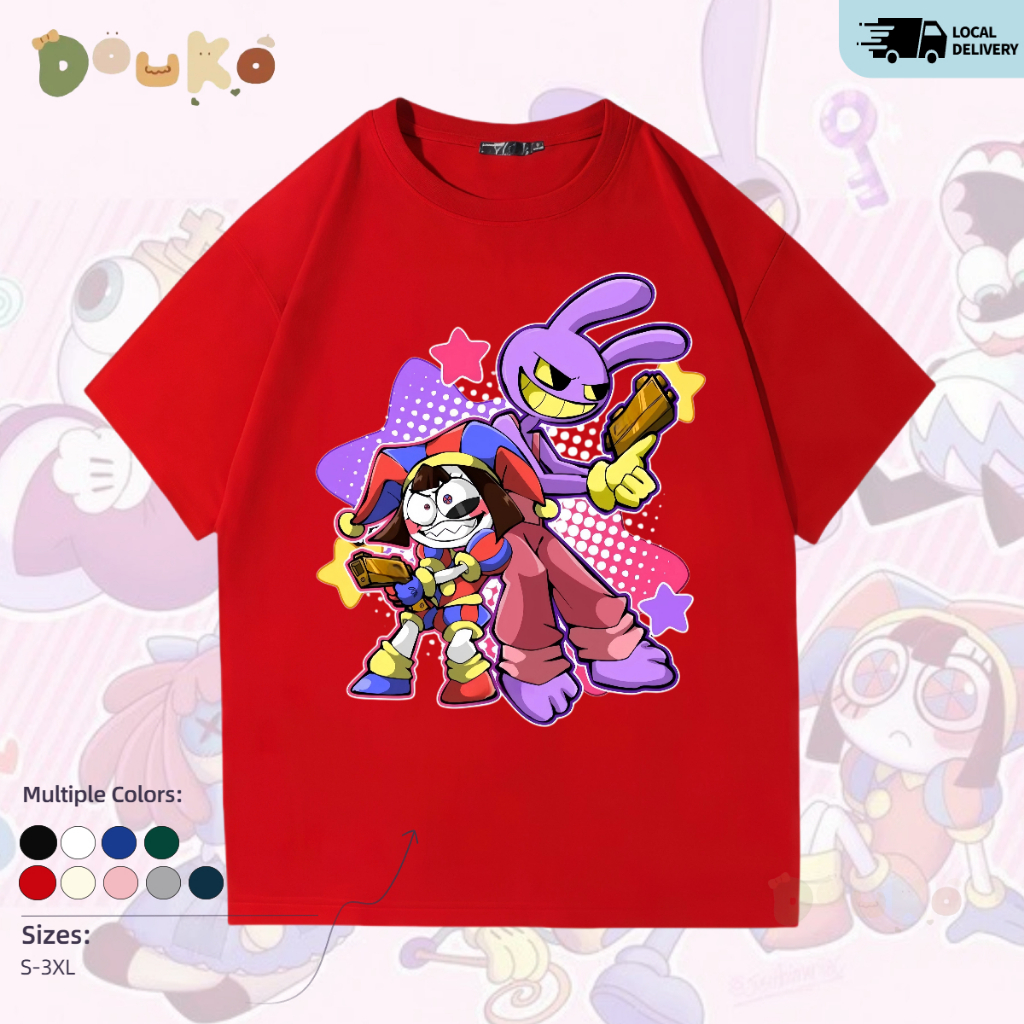 เสื้อยืด Digital Circus พอมนี่ ดิจิตอลเซอร์คัส ผ้าฝ้าย100% คอกลม ผู้ชาย Jax & Pomni Cotton Summer Men T-Shirt | COD