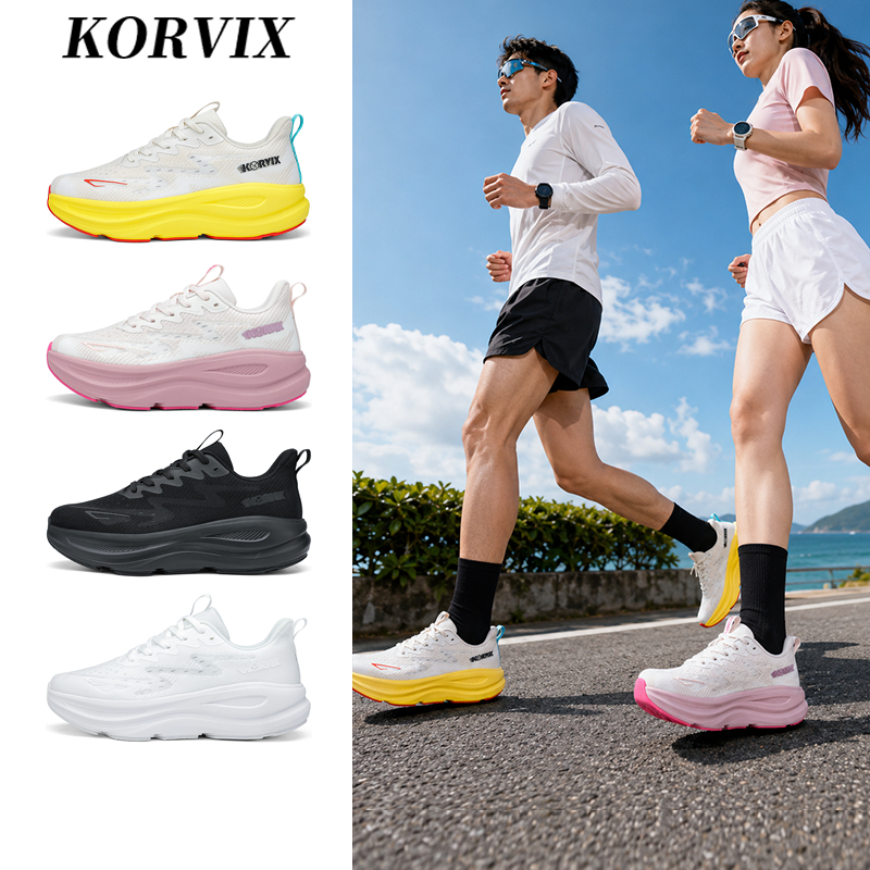 KORVIX รองเท้ากีฬากลางแจ้งStylish คุณภาพUnisex ผ้าตาข่ายระบายอากาศSoft & สบาย, ลื่นเหมาะสําหรับฟิตเนส, ชุดลําลองและเดินป่า
