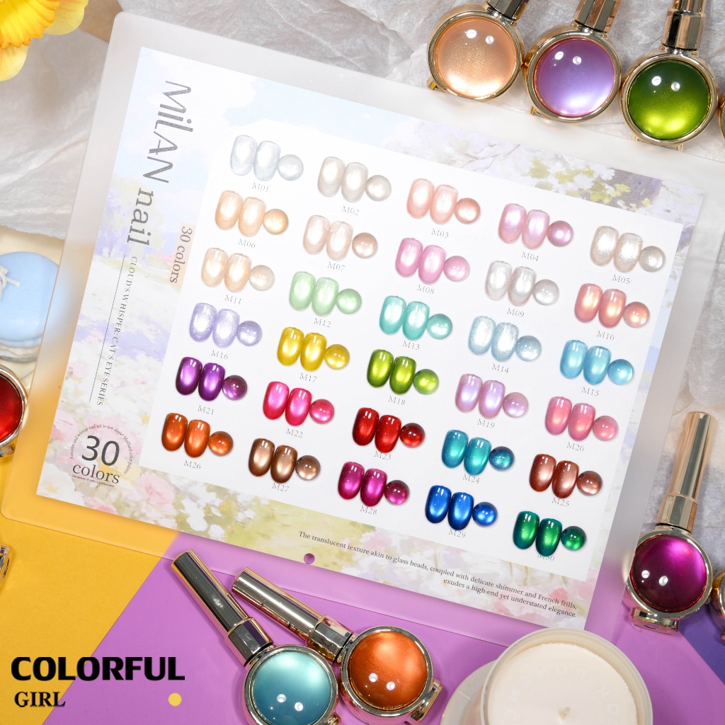 เจลเล็บ MILAN Cat Eye 30 สี | เจลแม่เหล็กตาแมว เนื้อซาติน | สีชัด ติดทนนาน | สร้างเอฟเฟกต์แสงได้ทันที | สำหรับงานเล็บมืออาชีพ (พร้อมใช้งาน) ขับผิว ดูดีทุกวัน ใช้ได้ทุกโอกาส (พร้อมใช้งาน)