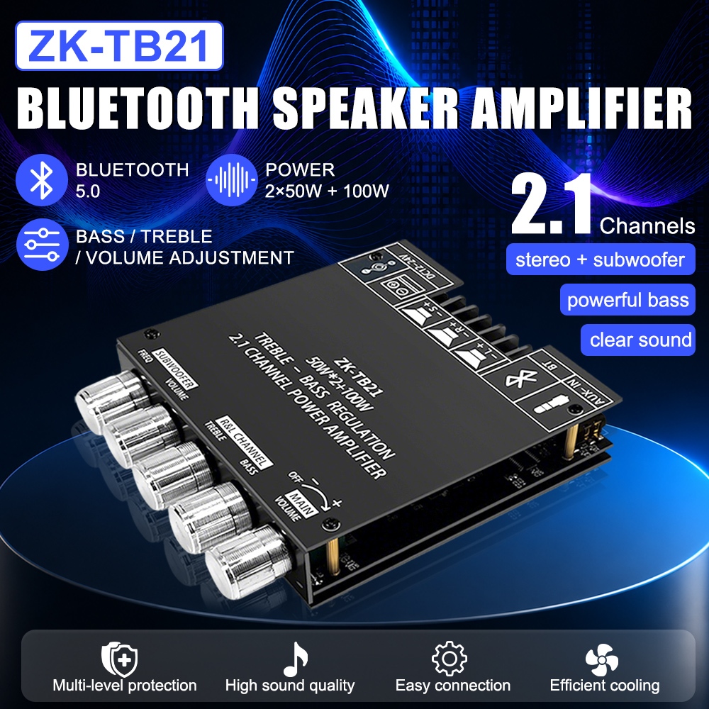 กําลังสูง2.1เครื่องขยายเสียงบลูทูธรุ่นzktb21 ทีพีเอ3116ง2ชิปที่มีการป้องกันความปลอดภัยหลายตัว(แรงดัน