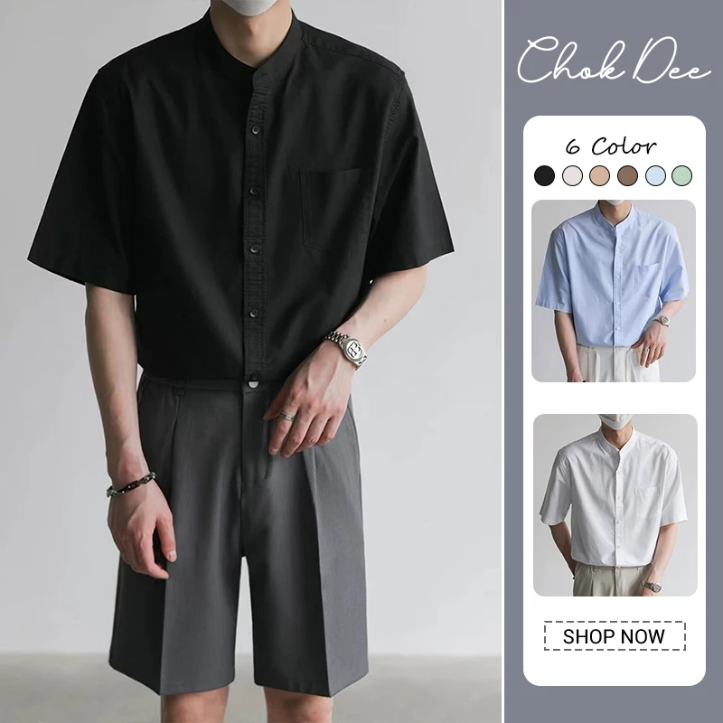 เสื้อเชิ้ตคอปกสีเรียบสำหรับผู้ชาย สวมใส่ง่ายและระบายอากาศดี