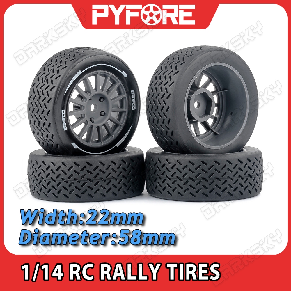 PYFORE 4 ชิ้น RC Rally ยาง 58 * 39 มิลลิเมตรสําหรับ 1/14 MJX 14303 14304 RC รุ่น Rally รถอัพเกรดอุปก