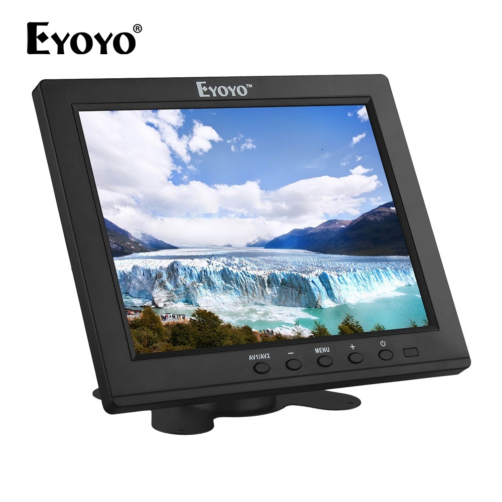Eyoyo 8 "TFT LCD Monitor หน้าจอสี HDMI BNC AV VGA พร้อมลําโพงกล้องวงจรปิดมอนิเตอร์