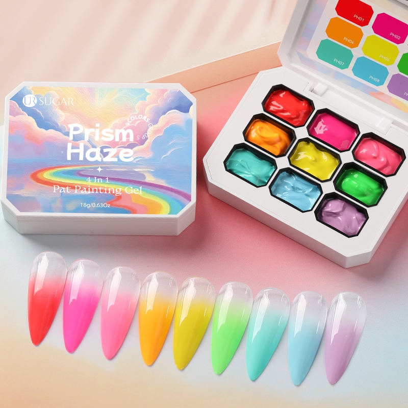 UR SUGAR Pat สีเล็บเจล 9 สี Ombre เล็บ Gradient GEL Blush Blooming เล็บวาด Stripper ภาพวาดดอกไม้เล็บ