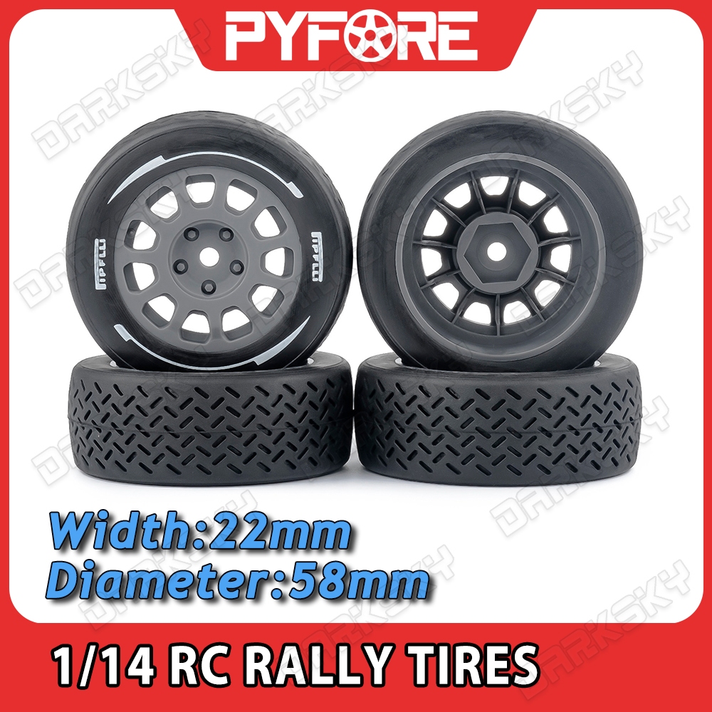 PYFORE 4 ชิ้น RC Rally ยาง 58 * 39 มิลลิเมตรสําหรับ 1/14 MJX 14303 14304 RC รุ่น Rally รถอัพเกรดอุปก