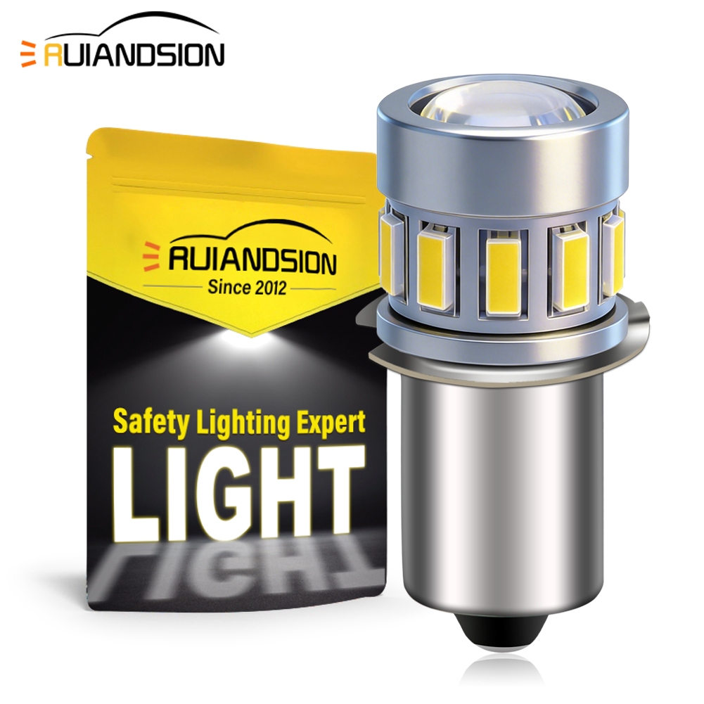 Ruiandsion P13.5S หลอดไฟ LED 6-30V Nonpolarity 240LM สีขาว Warm White สําหรับไฟฉาย Camping ไฟหน้ากลางแจ้งเปลี่ยน