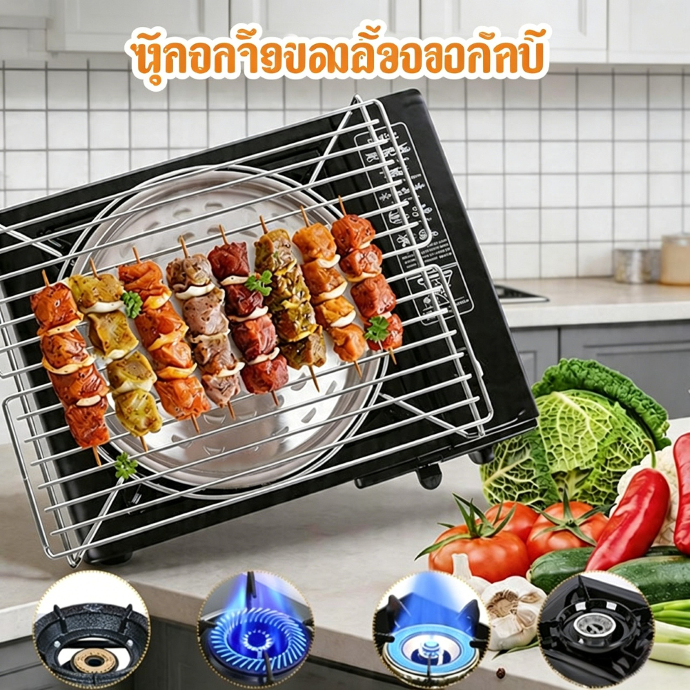 (เวลา) เตาแก๊สเตาย่างบาร์บีคิวครัวในครัวเรือน NonSti แผ่นบาร์บีคิวใช้งานง่ายเคาน์เตอร์ทําอาหารสําหรับงานปาร์ตี้ (TH)