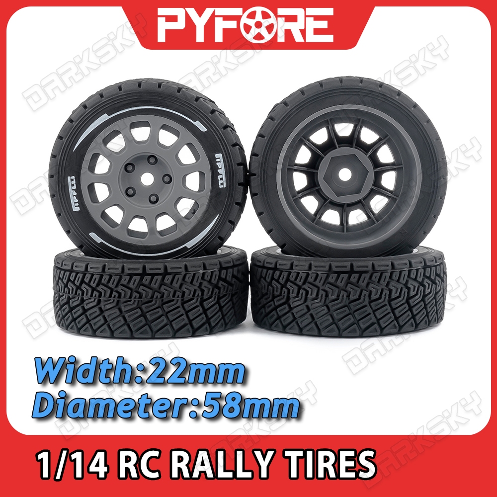 PYFORE 4 ชิ้น RC Rally ยาง 58 * 39 มิลลิเมตรสําหรับ 1/14 MJX 14303 14304 RC รุ่น Rally รถอัพเกรดอุปก