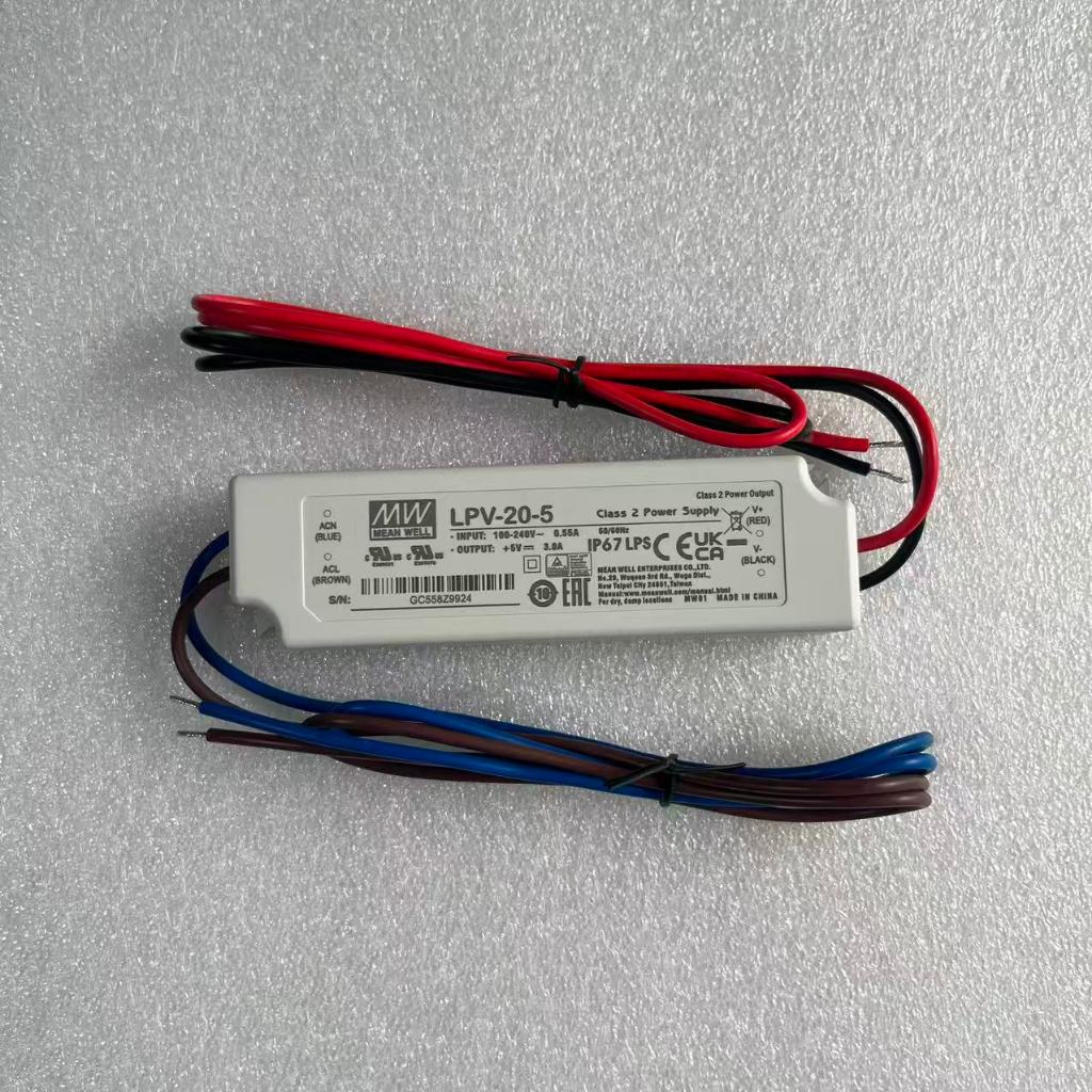 MEAN WELL Switching Power Supply LPV-20-5 V/12 V/15 V/24 V 20 W แรงดันไฟฟ้าคงที่ LED กันน้ําแหล่งจ่า