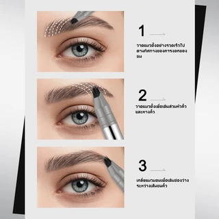 Multi-Prong Liquid Eyebrow Pencil Waterproof 2-in-1 สําหรับ Brows & Hairline Shadow