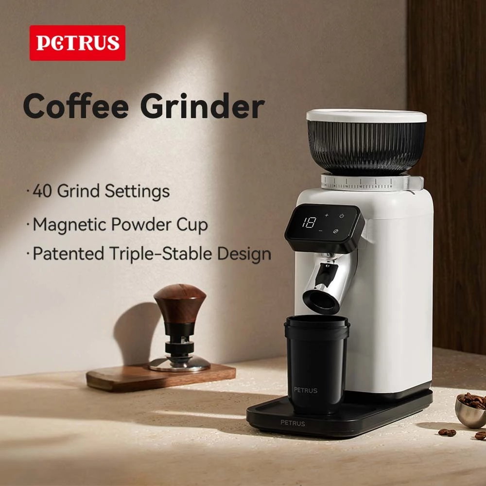 Petrus เครื่องบดกาแฟ รุ่นโม่กรวย (Conical Burr) ปรับความละเอียดได้ 40 ระดับ สำหรับชงเอสเปรสโซ่/ดริป/พัวร์โอเวอร์/สกัดเย็น และเฟรนช์เพรส PE3788